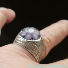 Load image into Gallery viewer, 1975 SCOTTISH Hallmarked Solid Silver &amp; Millefiori CAITHNESS GLASS Large Ring (Size R)
