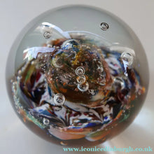 Load image into Gallery viewer, SCOTTISH Caithness Glass Paperweight:  MYRIAD (Amber). Made at Oban Studios;  1978
