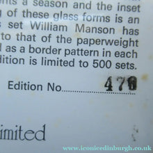 Load image into Gallery viewer, Colin Terris William Manson Set of Four Seasons Caithness Glass Vintage Paperweights 1979

