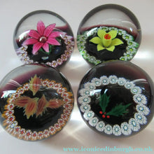 Load image into Gallery viewer, Colin Terris William Manson Set of Four Seasons Caithness Glass Vintage Paperweights 1979
