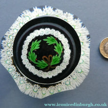 Load image into Gallery viewer, LIMITED EDITION 1979 Caithness Glass Paperweight. Entitled "Holly Wreath" by Colin Terris / William Manson
