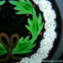 Load image into Gallery viewer, LIMITED EDITION 1979 Caithness Glass Paperweight. Entitled "Holly Wreath" by Colin Terris / William Manson
