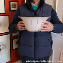 Load image into Gallery viewer, British STUDIO GLASS BOWL by Anthony Stern (1944 - 2022). "White Spiral" Range. Signed and dated 1980

