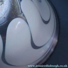 Load image into Gallery viewer, British STUDIO GLASS BOWL by Anthony Stern (1944 - 2022). "White Spiral" Range. Signed and dated 1980
