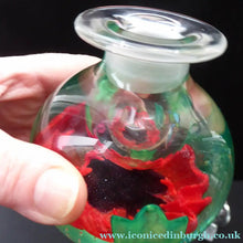 Load image into Gallery viewer, SCOTTISH GLASS. Vintage Caithness Glass Bulbous Perfume Bottle POPPY Design. Sultry Evening. Limited Edition
