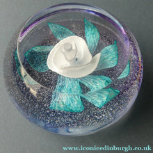 Load image into Gallery viewer, Vintage White Rose Bud Paperweight Caithness Glass. Attributed to Helen MacDonald
