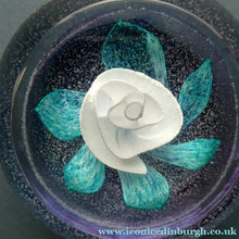 Load image into Gallery viewer, Vintage White Rose Bud Paperweight Caithness Glass. Attributed to Helen MacDonald
