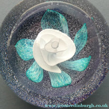 Load image into Gallery viewer, Vintage White Rose Bud Paperweight Caithness Glass. Attributed to Helen MacDonald
