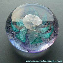 Load image into Gallery viewer, Vintage White Rose Bud Paperweight Caithness Glass. Attributed to Helen MacDonald
