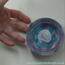 Load image into Gallery viewer, Vintage White Rose Bud Paperweight Caithness Glass. Attributed to Helen MacDonald
