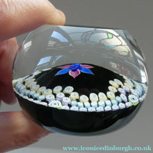 Load image into Gallery viewer, Vintage Caithness Paperweight (for Edinburgh Crystal). Floral Motif with Viewing Facet Above
