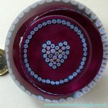 Load image into Gallery viewer, 1980s Caithness Paperweight (for Edinburgh Crystal). Heart Motif with Viewing Facet
