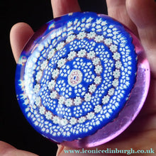 Load image into Gallery viewer, Vintage SCOTTISH Large Caithness Whitefriars Glass Paperweight: 1980s Close pack Millefiori with Butterfly Cane
