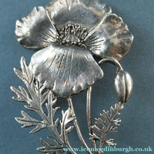 Load image into Gallery viewer, COSTUME JEWELLERY. Vintage WELSH 1998 Silver Plate on Pewter MASJ Poppy Brooch
