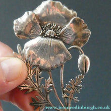 Load image into Gallery viewer, COSTUME JEWELLERY. Vintage WELSH 1998 Silver Plate on Pewter MASJ Poppy Brooch
