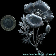 Load image into Gallery viewer, COSTUME JEWELLERY. Vintage WELSH 1998 Silver Plate on Pewter MASJ Poppy Brooch
