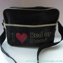 Load image into Gallery viewer, Vintage DESIGNER 1980s I love Red or Dead Cross Body or Messenger Bag with Zip Closure and Front Open Pocket Section
