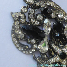 Load image into Gallery viewer, DESIGNER JEWELLERY. 1980s Vintage FLOTTY Bijoux Necklace - with oodles of diamante and cut black glass stones
