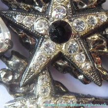 Load image into Gallery viewer, DESIGNER JEWELLERY. 1980s Vintage FLOTTY Bijoux Necklace - with oodles of diamante and cut black glass stones
