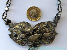 Load image into Gallery viewer, DESIGNER JEWELLERY. 1980s Vintage FLOTTY Bijoux Necklace - with oodles of diamante and cut black glass stones
