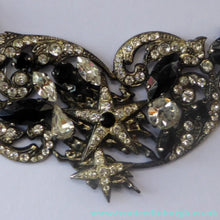 Load image into Gallery viewer, DESIGNER JEWELLERY. 1980s Vintage FLOTTY Bijoux Necklace - with oodles of diamante and cut black glass stones - Vintage
