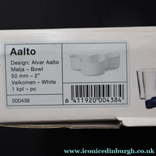 Load image into Gallery viewer, 1980s Finnish Shallow White Glass Savoy Vase. Designer Alvar Aalto for Iittala Finland. Original Box - Scandinavian
