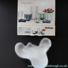 Load image into Gallery viewer, 1980s Finnish Shallow White Glass Savoy Vase. Designer Alvar Aalto for Iittala Finland. Original Box - Scandinavian
