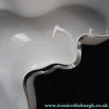 Load image into Gallery viewer, 1980s Finnish Shallow White Glass Savoy Vase. Designer Alvar Aalto for Iittala Finland - Scandinavian Glass
