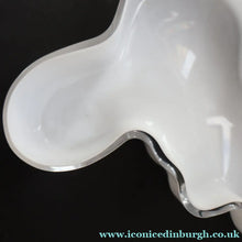 Load image into Gallery viewer, 1980s Finnish Shallow White Glass Savoy Vase. Designer Alvar Aalto for Iittala Finland - Scandinavian Glass
