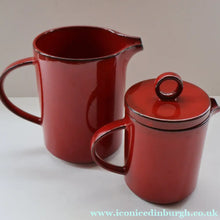 Load image into Gallery viewer, Villeroy &amp; Boch Large JUG and Smaller LIDDED JUG. 1980s Granada Design with Red Glaze 
