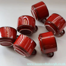 Load image into Gallery viewer, Set of SIX Villeroy &amp; Boch Large BREAKFAST Cups. 1980s Granada Design with Red Glaze
