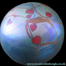 Load image into Gallery viewer, Vintage Iridescent Red Hearts Paperweight 1980s Okra Style
