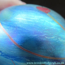 Load image into Gallery viewer, Vintage Iridescent Red Hearts Paperweight 1980s Okra Style

