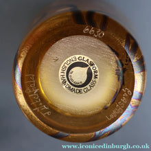 Load image into Gallery viewer, LARGE: Stunning 1980s SIGNED John Ditchfield Golden Yellow Iridescent Glass Vase with Millefiori Canes. 9 1/2 inches
