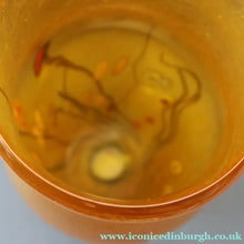 Load image into Gallery viewer, LARGE: Stunning 1980s SIGNED John Ditchfield Golden Yellow Iridescent Glass Vase with Millefiori Canes. 9 1/2 inches
