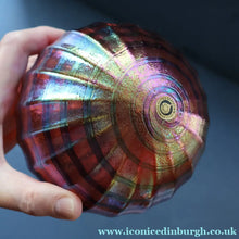 Load image into Gallery viewer, 1980s John Ditchfield Glasform Glass Ball with Clear Glass Hanging Loop - British Glass
