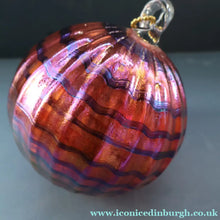 Load image into Gallery viewer, 1980s John Ditchfield Glasform Glass Ball with Clear Glass Hanging Loop - British Glass

