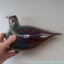 Load image into Gallery viewer, Large Vintage 1980s Finnish Glass Pheasant Bird. Nuutajarvi Sticker. Oiva Toikka Design
