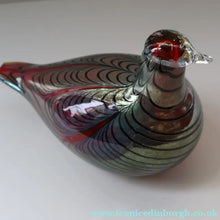 Load image into Gallery viewer, Large Vintage 1980s Finnish Glass Pheasant Bird. Nuutajarvi Sticker. Oiva Toikka Design
