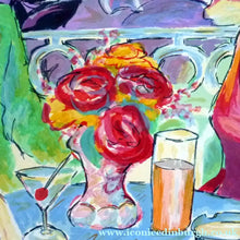 Load image into Gallery viewer, 1980s Pencil Signed Original Screenprint. Two Ladies Drinking Cocktails. Matisse Style 
