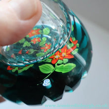 Load image into Gallery viewer, Large SCOTTISH Caithness Whitefriars Glass PERFUME BOTTLE. 1980s Red Clementis Design with Butterfly Cane

