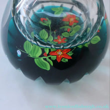 Load image into Gallery viewer, Large SCOTTISH Caithness Whitefriars Glass PERFUME BOTTLE. 1980s Red Clementis Design with Butterfly Cane
