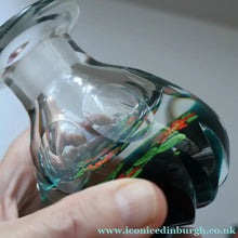 Load image into Gallery viewer, Large SCOTTISH Caithness Whitefriars Glass PERFUME BOTTLE. 1980s Red Clementis Design with Butterfly Cane
