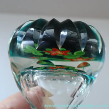 Load image into Gallery viewer, Large SCOTTISH Caithness Whitefriars Glass PERFUME BOTTLE. 1980s Red Clementis Design with Butterfly Cane
