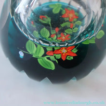 Load image into Gallery viewer, Large SCOTTISH Caithness Whitefriars Glass PERFUME BOTTLE. 1980s Red Clementis Design with Butterfly Cane

