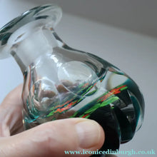 Load image into Gallery viewer, Large SCOTTISH Caithness Whitefriars Glass PERFUME BOTTLE. 1980s Red Clementis Design with Butterfly Cane
