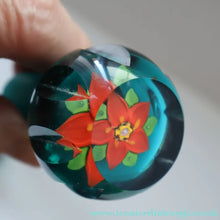Load image into Gallery viewer, Large SCOTTISH Caithness Whitefriars Glass PERFUME BOTTLE. 1980s Red Clementis Design with Butterfly Cane
