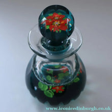 Load image into Gallery viewer, Large SCOTTISH Caithness Whitefriars Glass PERFUME BOTTLE. 1980s Red Clementis Design with Butterfly Cane
