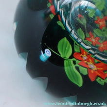 Load image into Gallery viewer, Large SCOTTISH Caithness Whitefriars Glass PERFUME BOTTLE. 1980s Red Clementis Design with Butterfly Cane

