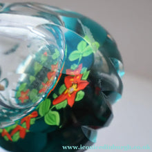 Load image into Gallery viewer, Large SCOTTISH Caithness Whitefriars Glass PERFUME BOTTLE. 1980s Red Clementis Design with Butterfly Cane
